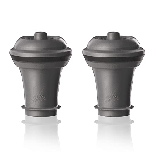 Vacu Vin Wine Saver Vacuum Stoppers - Set of 2, Gray, for Wine Bottles - Keep Wine Fresh for Up to a Week with Airtight Seal - Compatible with Vacu Vin Wine Saver Pump