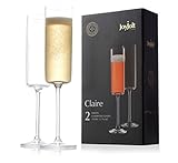 JoyJolt Champagne Flutes – Claire Collection Crystal Champagne Glasses Set of 2 – 5.7 Ounce Capacity – Exquisite Craftsmanship – Ideal for Home Bar, Special Occasions – Made in Europe