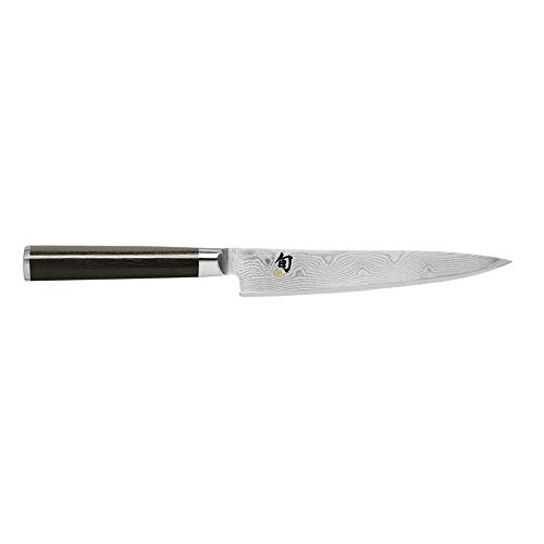 Shun Cutlery Classic Utility Knife 6", Narrow, Straight-Bladed Kitchen Knife Perfect for Precise Cuts, Ideal for Preparing Sandwiches or Trimming Small Vegetables, Handcrafted Japanese Knife