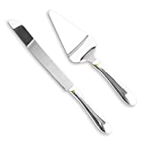 Stainless Steel Cake Serving - Cake Knife and Server Set - Cake Serving Set With Serrated Blade for Easier Cutting - Silver -Holidays, Birthdays, Wedding, Anniversary