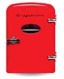 Frigidaire EFMIS129 Mini Portable Compact Personal Fridge Cooler, 4 Liter Capacity Chills Six 12 oz Cans, 100% Freon-Free & Eco Friendly, Includes Plugs for Home Outlet & 12V Car Charger-Red