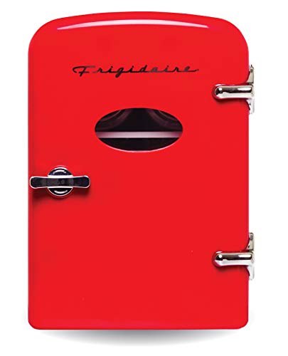 Frigidaire EFMIS129 Mini Portable Compact Personal Fridge Cooler, 4 Liter Capacity Chills Six 12 oz Cans, 100% Freon-Free & Eco Friendly, Includes Plugs for Home Outlet & 12V Car Charger-Red