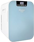 Cooluli 20L Mini Fridge For Bedroom - Car, Office Desk & College Dorm Room - Glass Front & Digital Temperature Control - 12v Small Refrigerator for Food, Drinks, Skin Care, Beauty & Breast Milk (Blue)