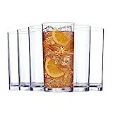 US Acrylic Classic Clear Plastic Reusable Drinking Glasses (Set of 6) 24oz Iced-Tea Cups | BPA-Free Tumblers, Made in USA | Top-Rack Dishwasher Safe