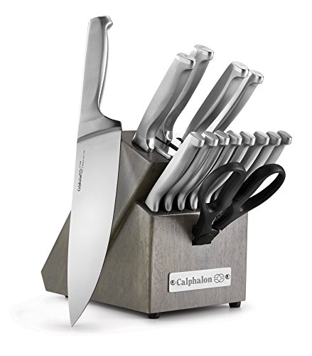 Calphalon Kitchen Knife Set with Self-Sharpening Block, 15-Piece Classic High Carbon Knives