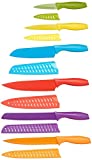 Amazon Basics Color-Coded Kitchen 12-Piece Knife Set, 6 Knives with 6 Blade Guards, Multicolor