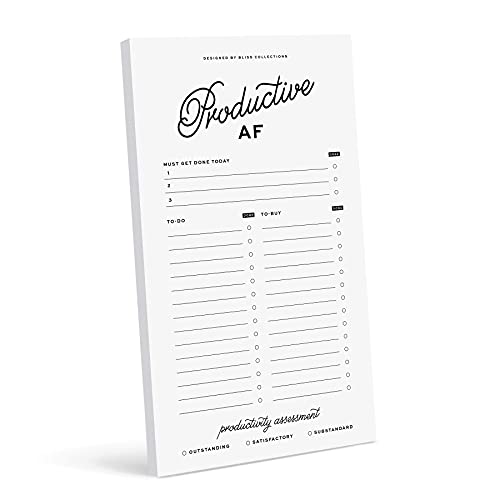 Bliss Collections To Do List Notepad, Productive AF, Magnetic Weekly and Daily Planner for Organizing and Tracking Grocery Lists, Appointments, Reminders, Priorities and Notes, 4.5"x7.5" (50 Sheets)