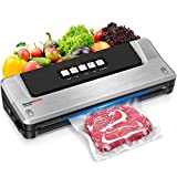 Bonsenkitchen Dry/Moist Vacuum Sealer Machine with 5-in-1 Easy Options for Sous Vide and Food Storage, Air Sealer Machine with 5 Vacuum Seal Bags & 1 Air Suction Hose, Silver