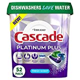 Cascade Platinum Plus Dishwasher Pod, Dishwasher Detergent, Dishwasher Pods, Dish Detergent ActionPacs Dish Pods, Fresh, 52 Count Dishwashing Pods